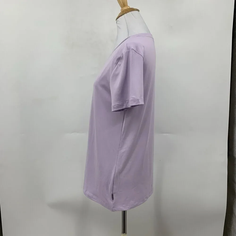 Eddie Bauer Sleepwear V Neck Tee Womens S Small Lavender Short Sleeve Stretch